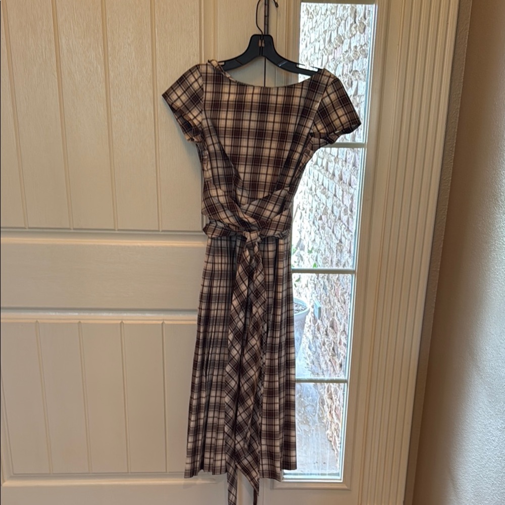 Michael Kors Black and White Plaid Midi Dress